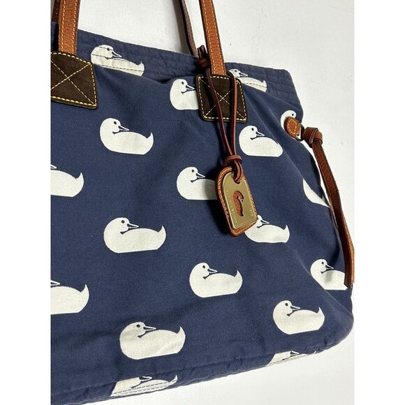 Dooney & Bourke Victoria Duck Print Canvas Tote in Blue / White - Picture 3 of 11